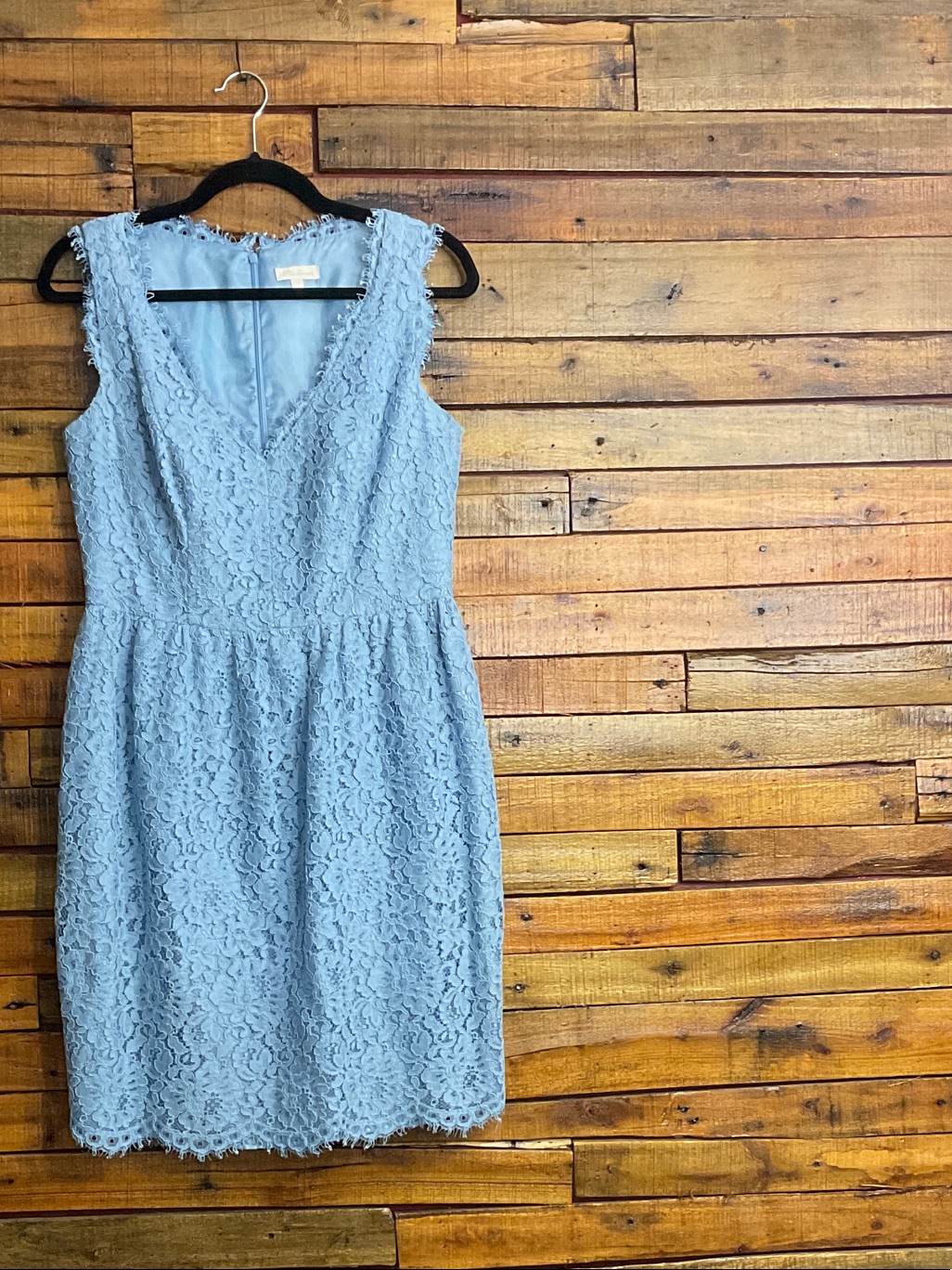 Shoshanna Powder Blue Lace V-Neck Midi Dress